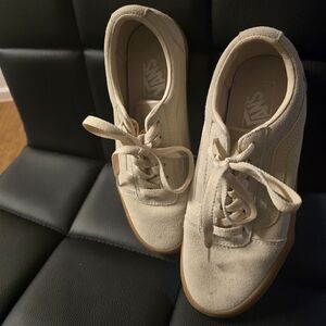 Vans Cream Lace-Up Sneakers